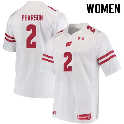 Women's Wisconsin Badgers NCAA #2 Reggie Pearson White Authentic Under Armour Stitched College Football Jersey KE31M88IM